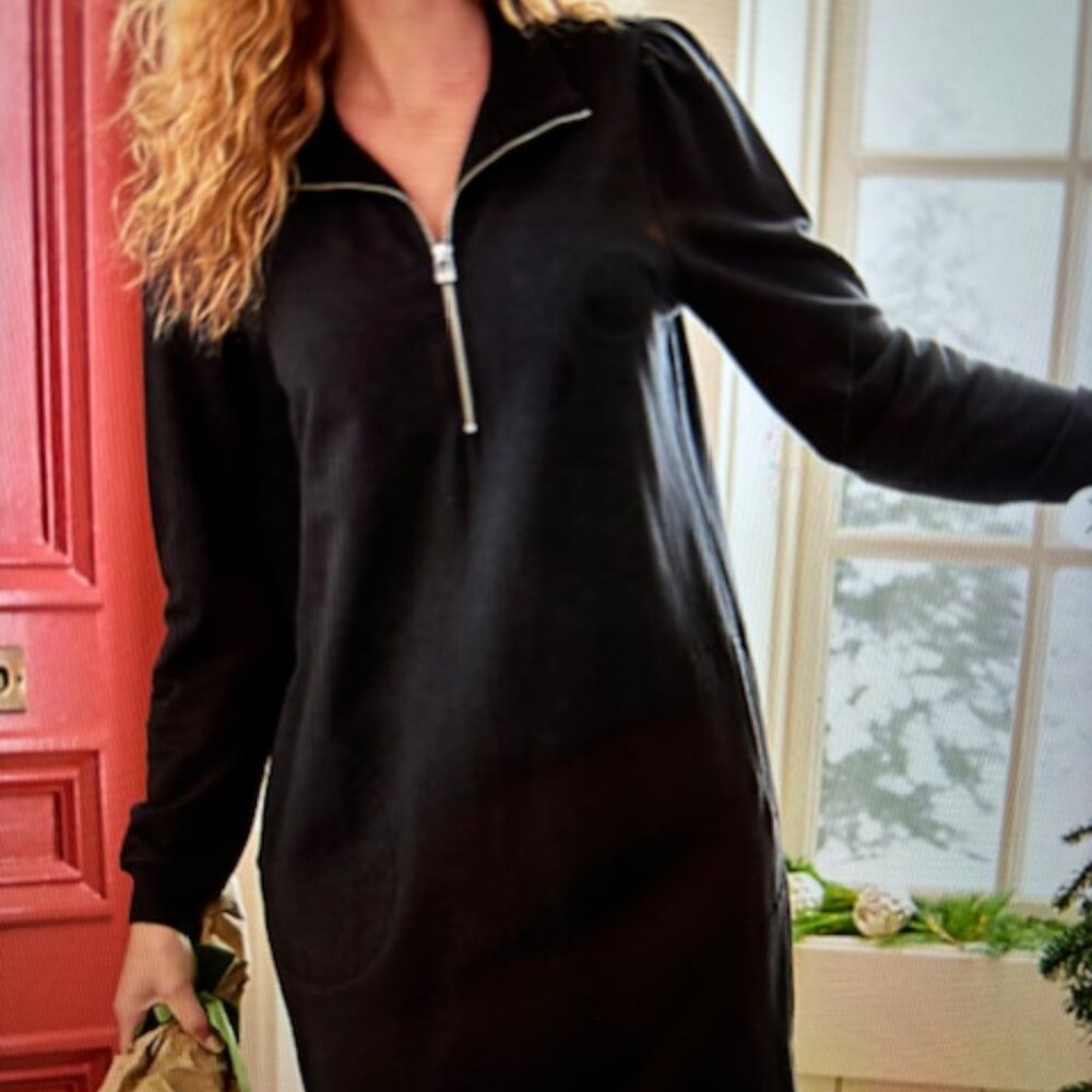 Quarter-Zip French Terry Dress from Garnet Hill